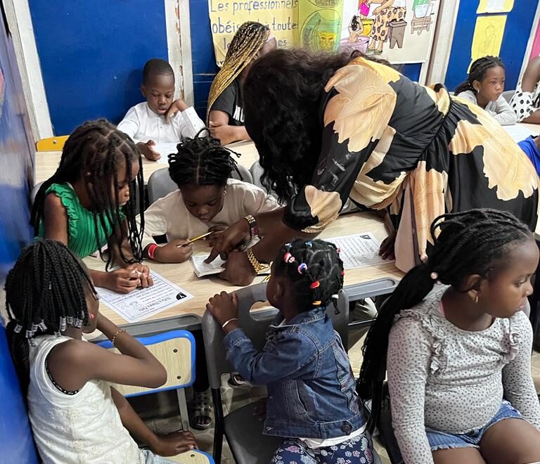 teacher with kids in class